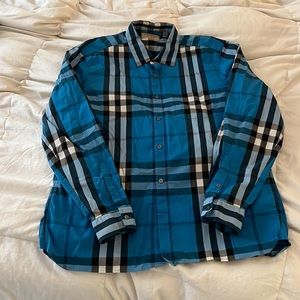Burberry blue mens button up size XL